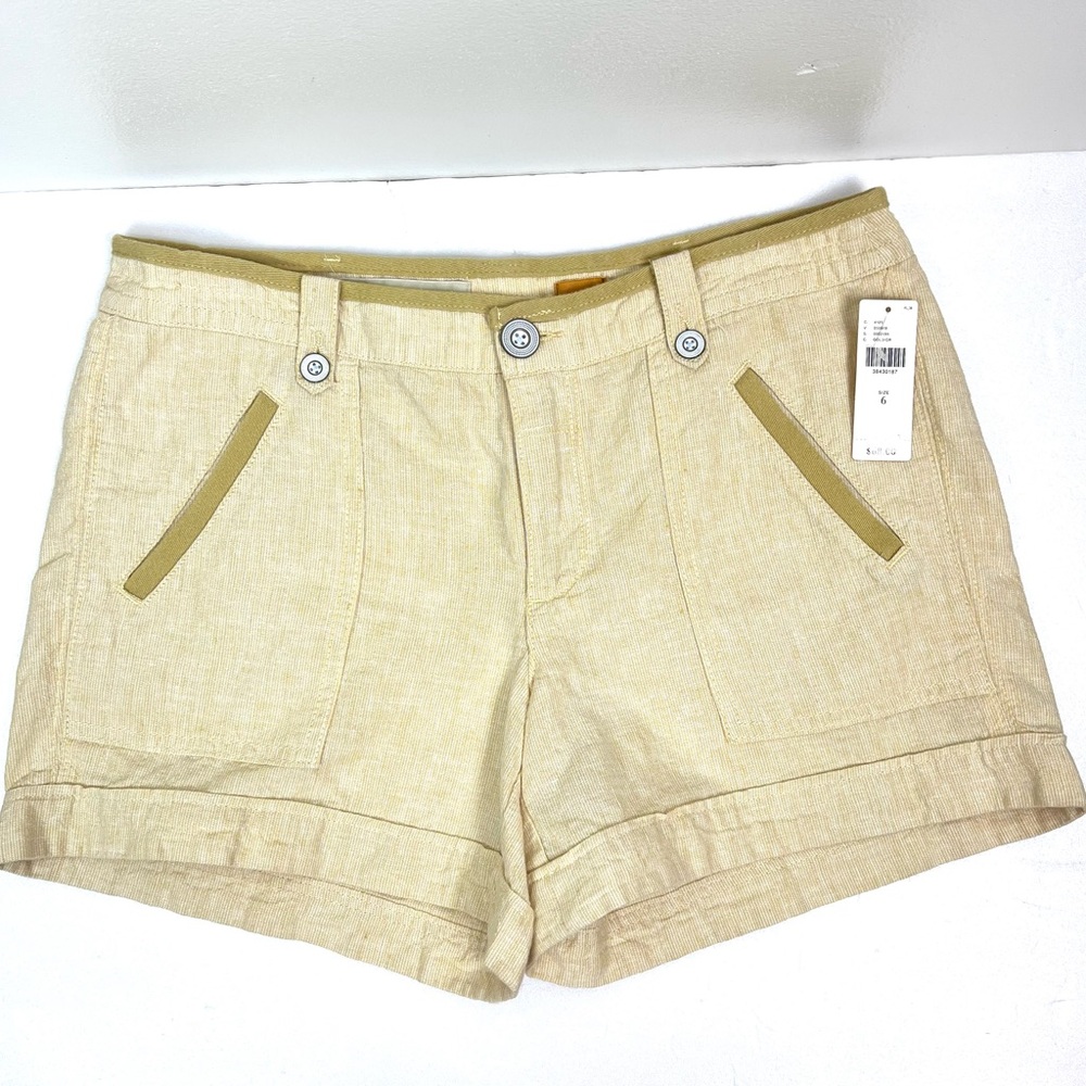 Anthropologie Pilcro And The Letterpress Yellow Linen Blend Shorts - Picture 2 of 16